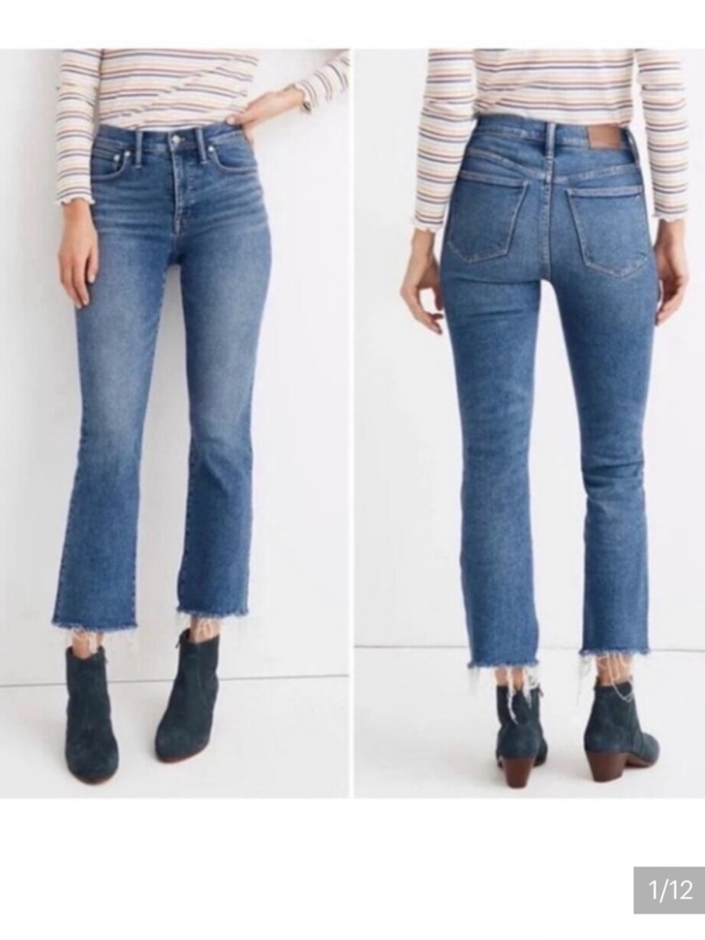 Madewell Cali Demi-Boot jeans size 26 petite high waisted cropped blue
